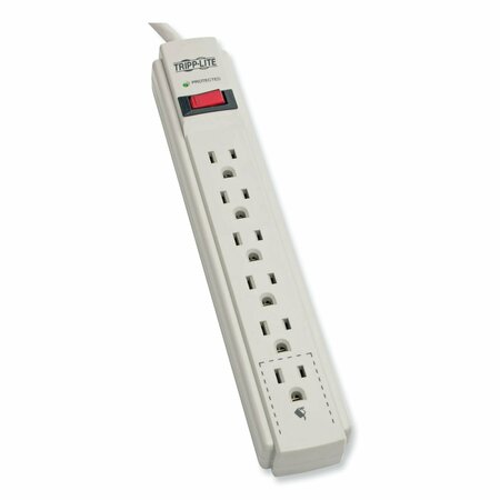TRIPP LITE Protect It Surge Protector, 6 Outlets, 15 ft. Cord, 790 J, Light Gray TLP615